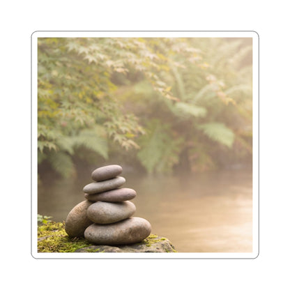 River Stones Summer Sticker | Japandi Neutral Design Art Print
