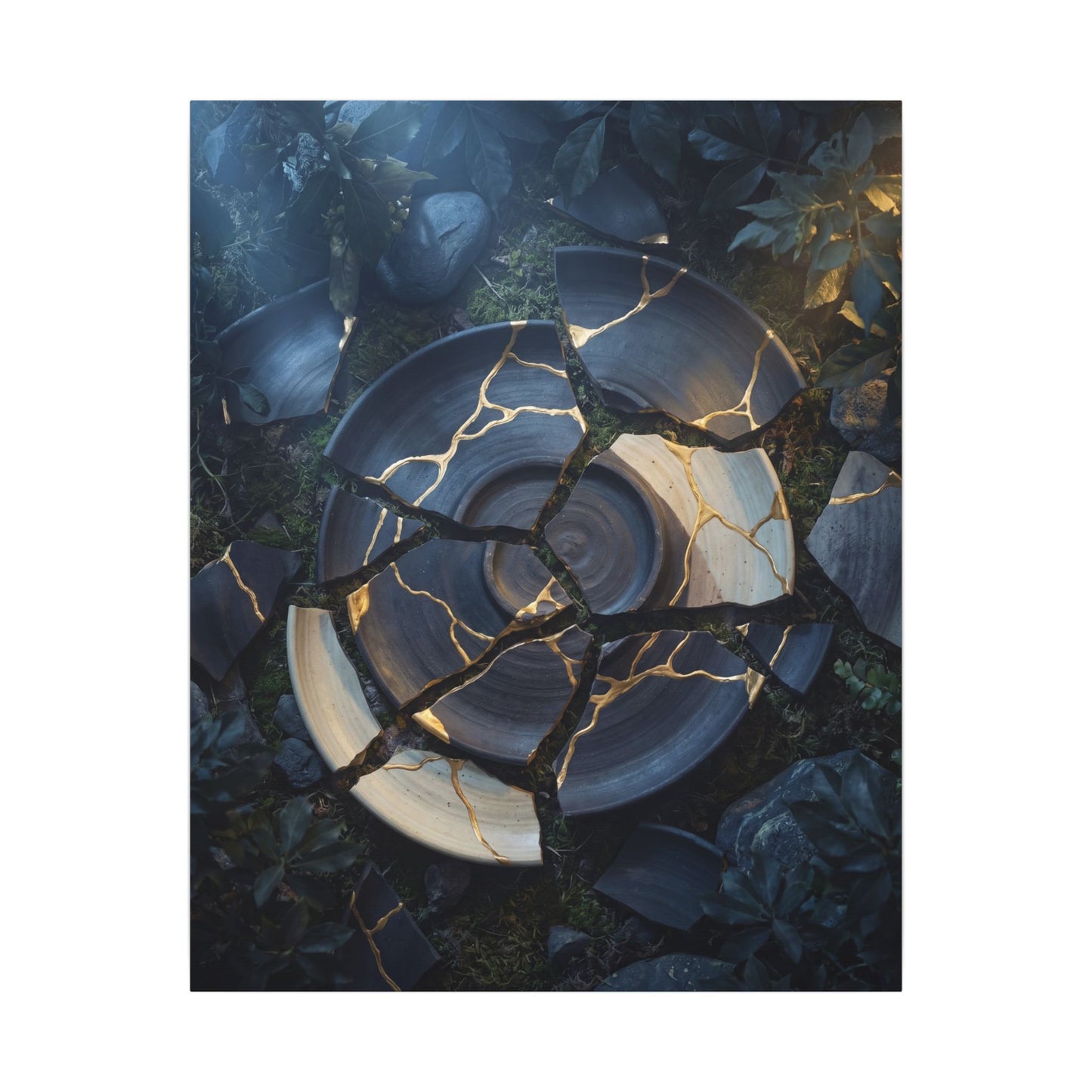 Resilient Broken Pottery Canvas Art - Gold Vein Kintsugi