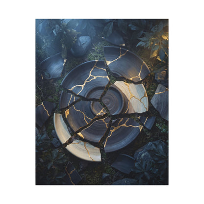 Resilient Broken Pottery Canvas Art - Gold Vein Kintsugi
