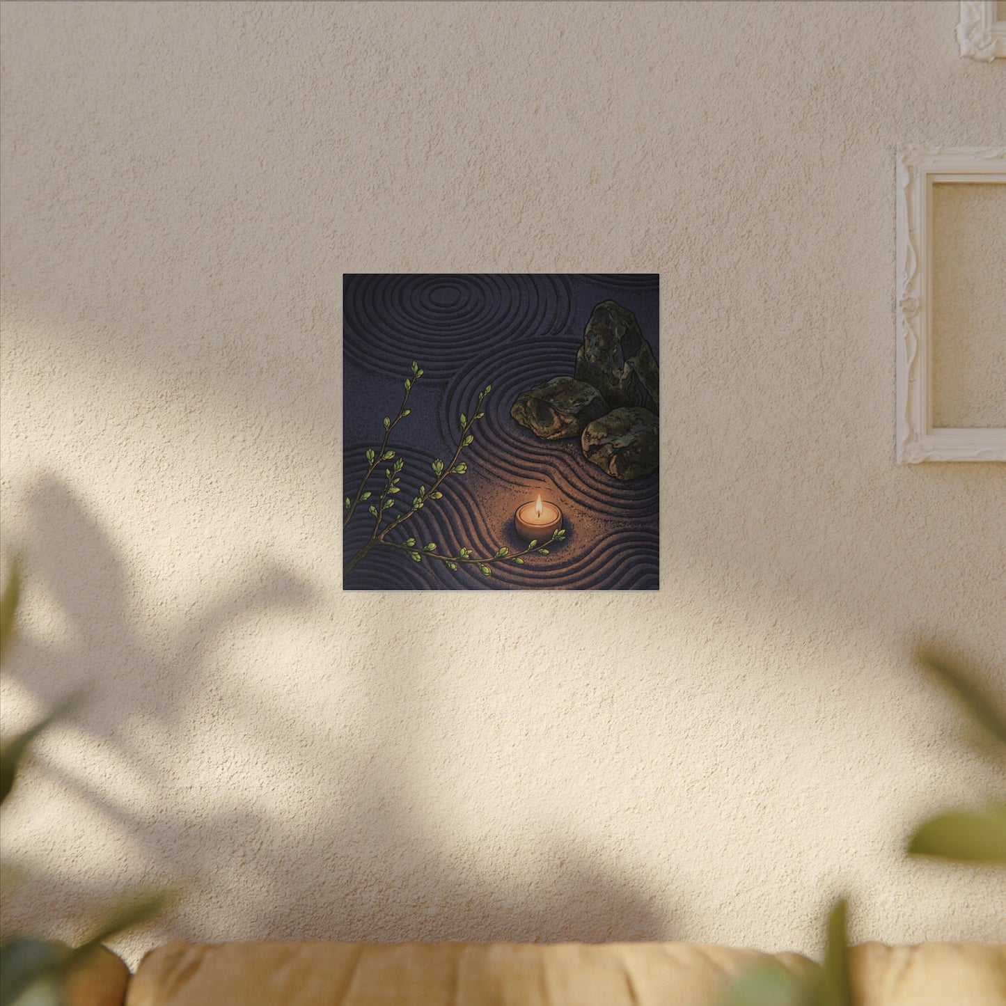 Mono No Aware Rock Garden Canvas Art - Zen Ukiyo E Inspired
