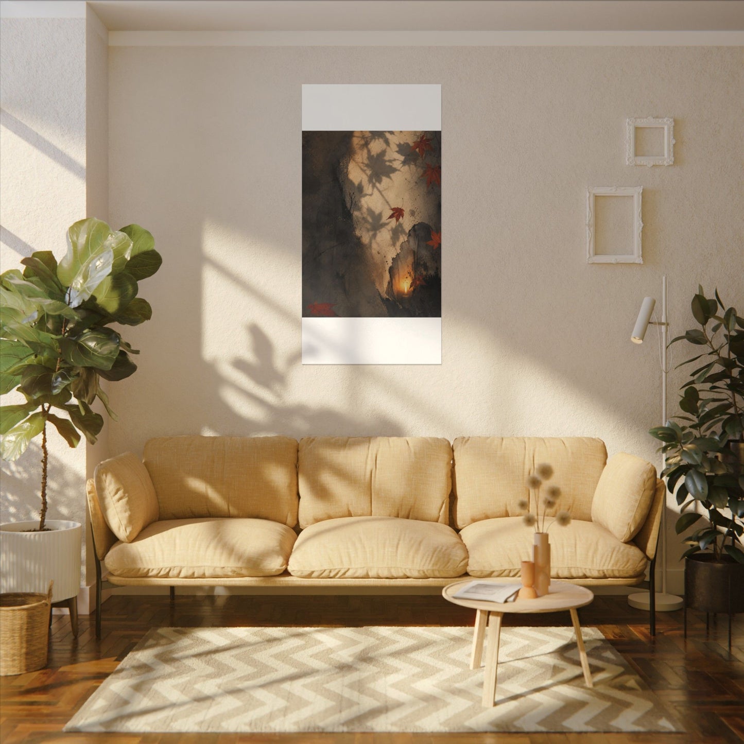 Shadow Play Texture Canvas Art | Neutral Japandi Art