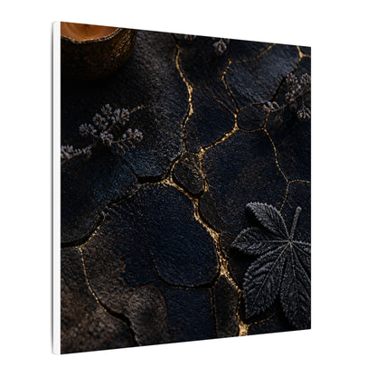 Candlelight Cracked Earth Canvas Art - Dark Japandi Ma