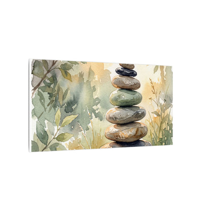 Golden Hour River Stones Canvas Art - Japandi Mono No Aware