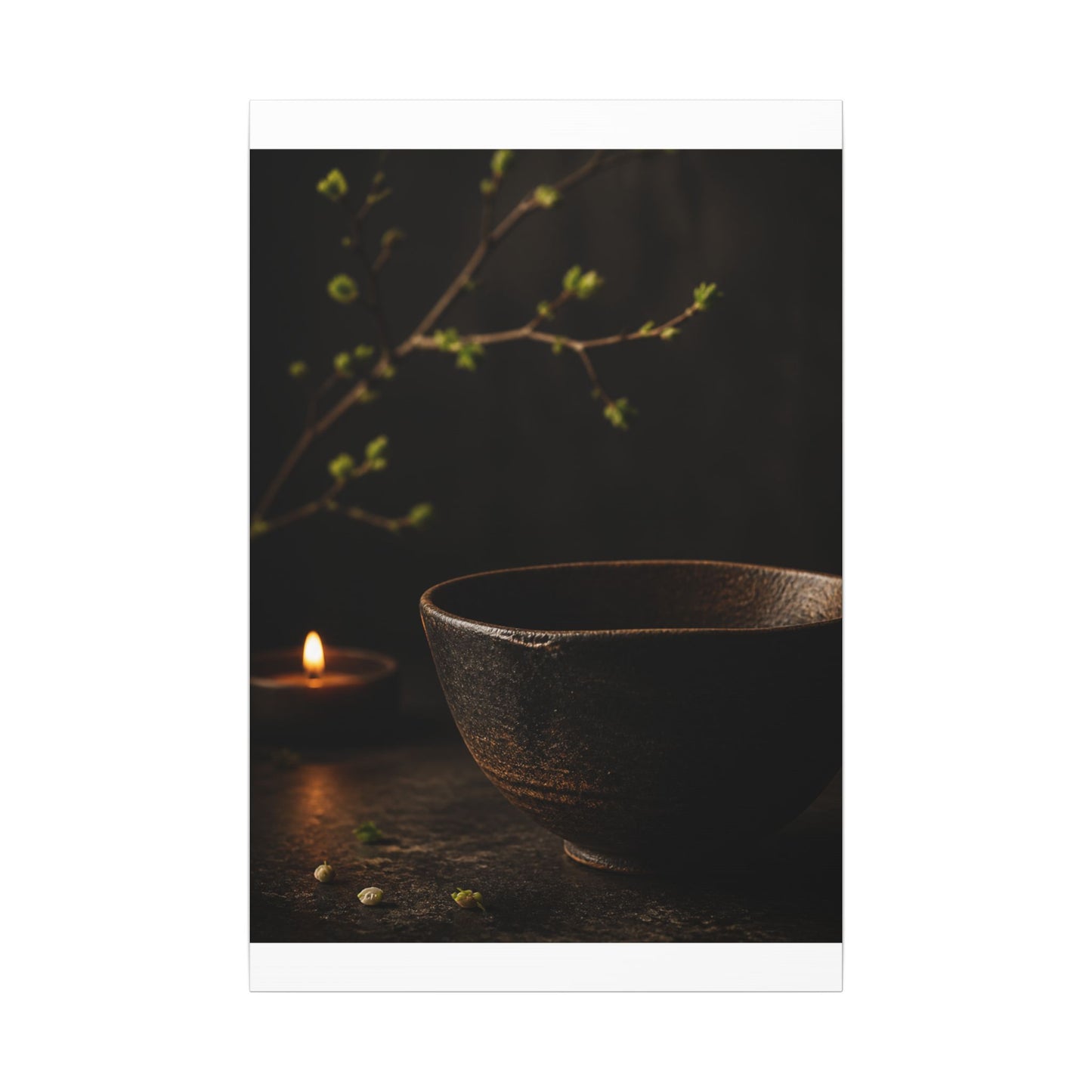 Moody Ceramic Bowl Canvas Art - Shadow Zen Dark Japandi