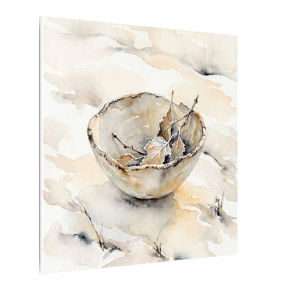 Ceramic Bowl Canvas Art | Winter Japandi Watercolor Art