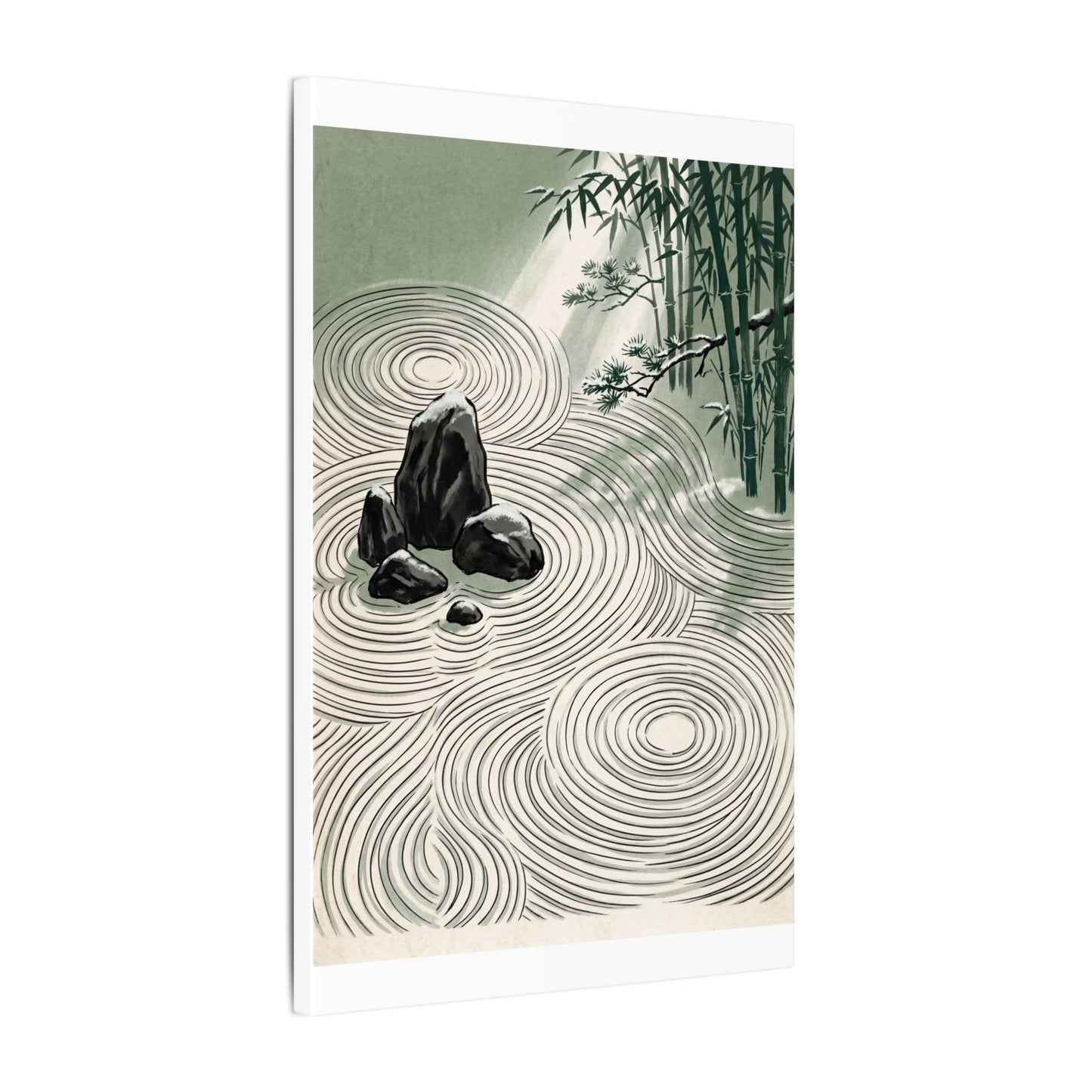 Shibui Rock Garden Canvas Art - Zen Ukiyo E Inspired