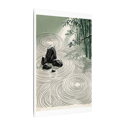 Shibui Rock Garden Canvas Art - Zen Ukiyo E Inspired