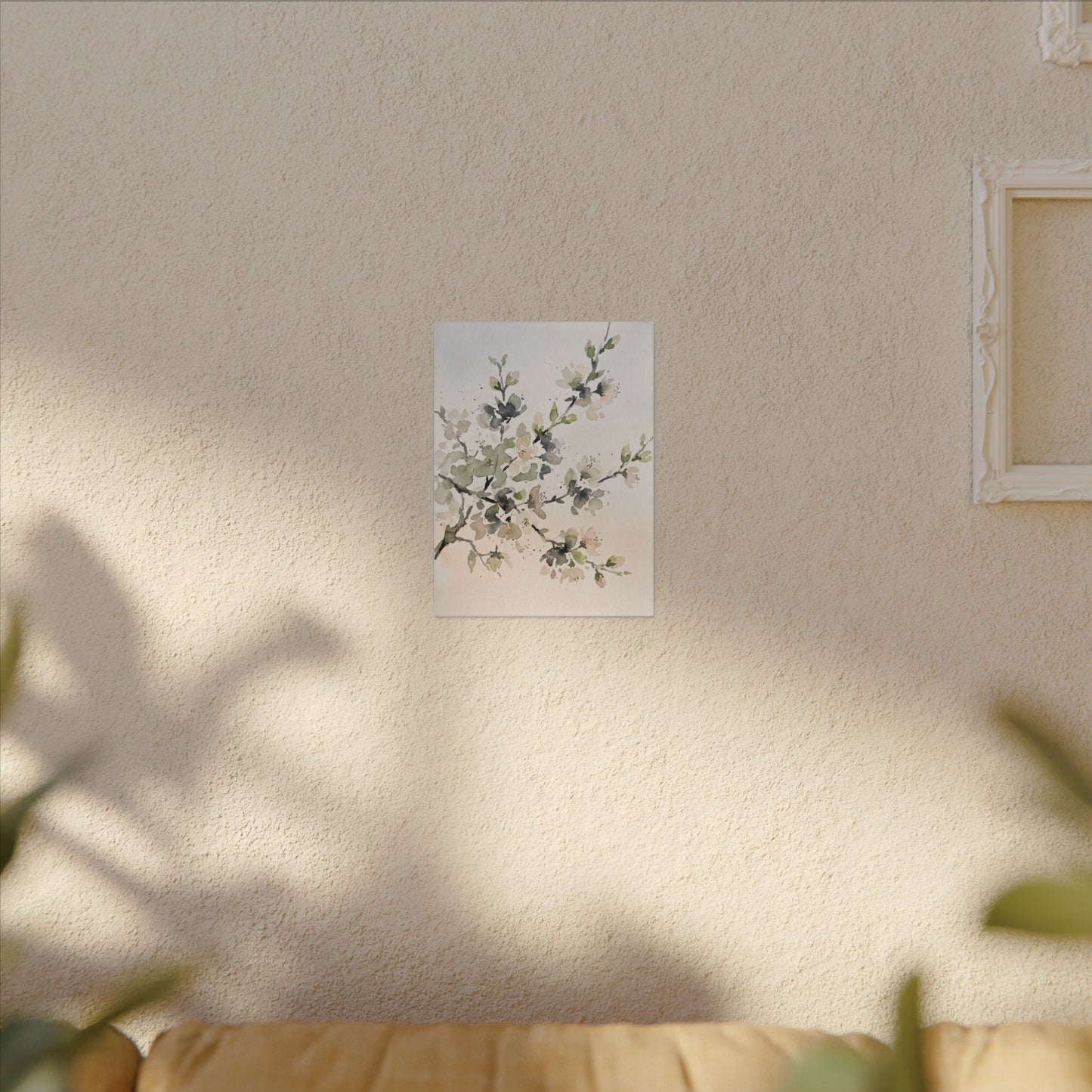 Cherry Blossom Watercolor Canvas Art | Elegant Japandi Art