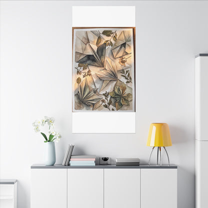 Golden Hour Paper Fold Canvas Art - Japandi Seijaku