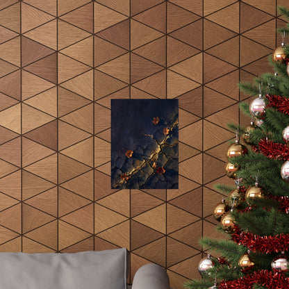 Golden Hour Cracked Earth Wall Art Print - Dark Japandi Seijaku