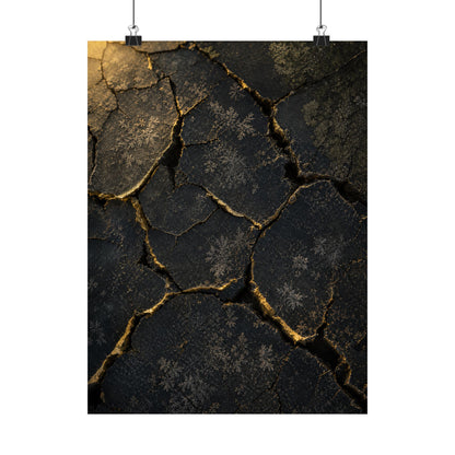Cracked Earth Shadow Zen Wall Art Print | Atmospheric Dark Japandi Art