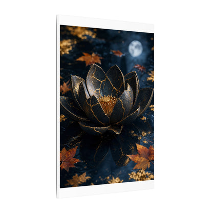 Moonlight Lotus Flower Canvas Art - Kintsugi Fukinsei
