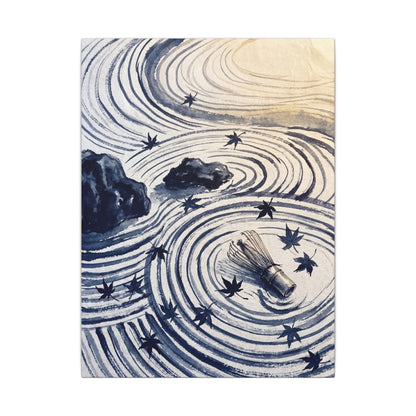 Zen Rock Garden in Golden Hour | Sumi E Canvas Art