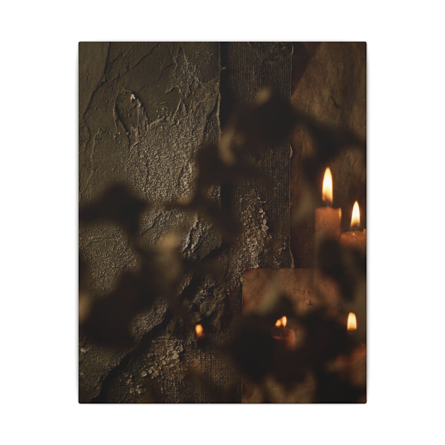 Shadow Play Dark Texture Canvas Art | Moody Dark Japandi Art