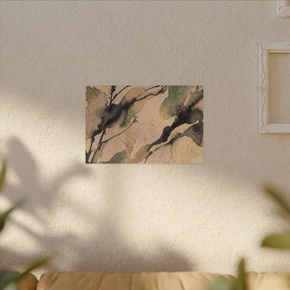 Japandi Shadow Play in Golden Hour | Watercolor Canvas Art