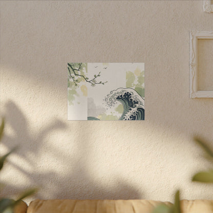 Spring Ocean Wave Ukiyo E Inspired Canvas Art | Serene Decor