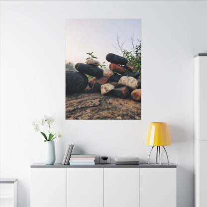 River Stones Canvas Art | Spring Kintsugi Broken Beauty Art