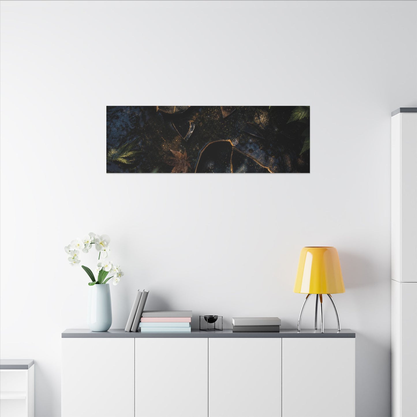 Dark Japandi Broken Pottery in Dappled | Shadow Zen Canvas Art