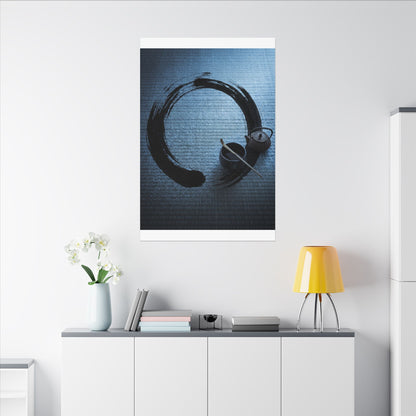 Winter Tea Ceremony Enso Canvas Art | Peaceful Decor