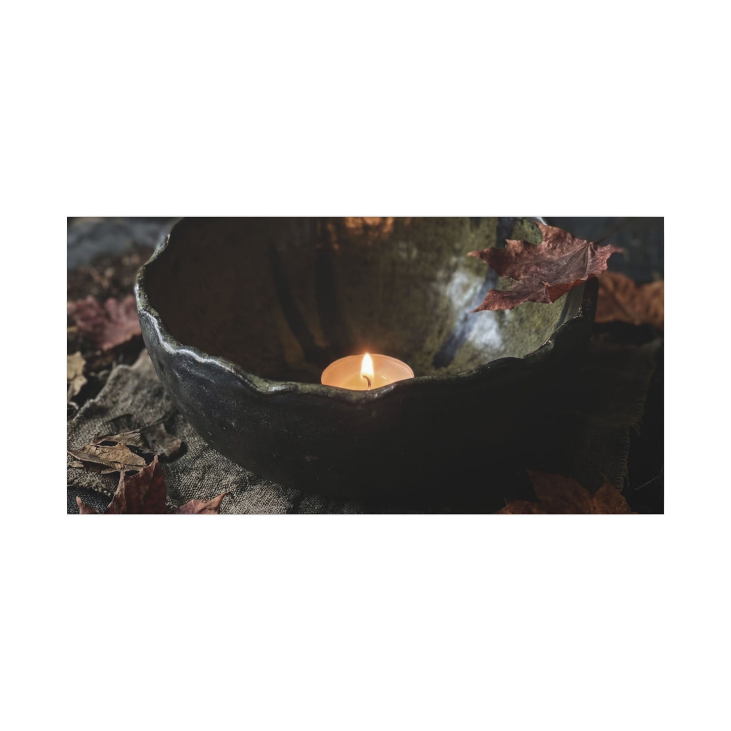 Candlelight Ceramic Bowl Canvas Art - Dark Japandi Kanso