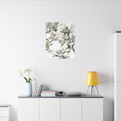Elegant Stone Lantern Canvas Art - Watercolor Japandi