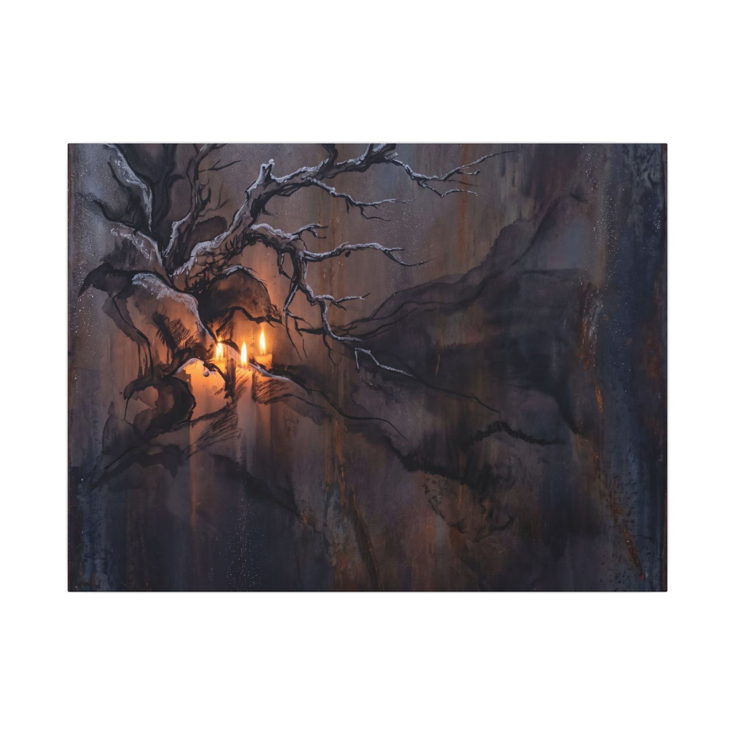 Winter Rust Patina Charcoal Ink Canvas Art | Atmospheric Decor Art Print