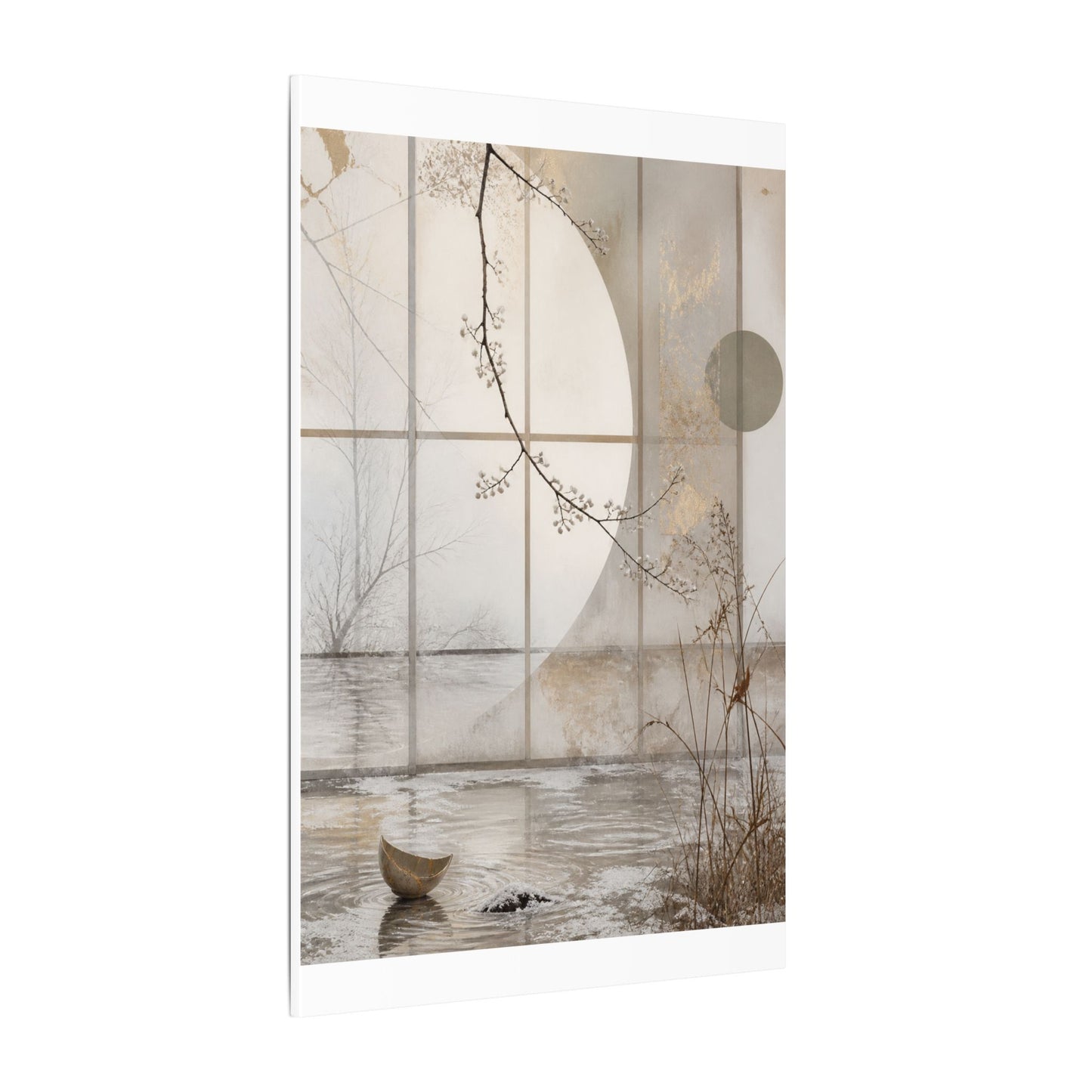 Winter Shoji Screen Japanese Pattern Canvas Art | Elegant Decor