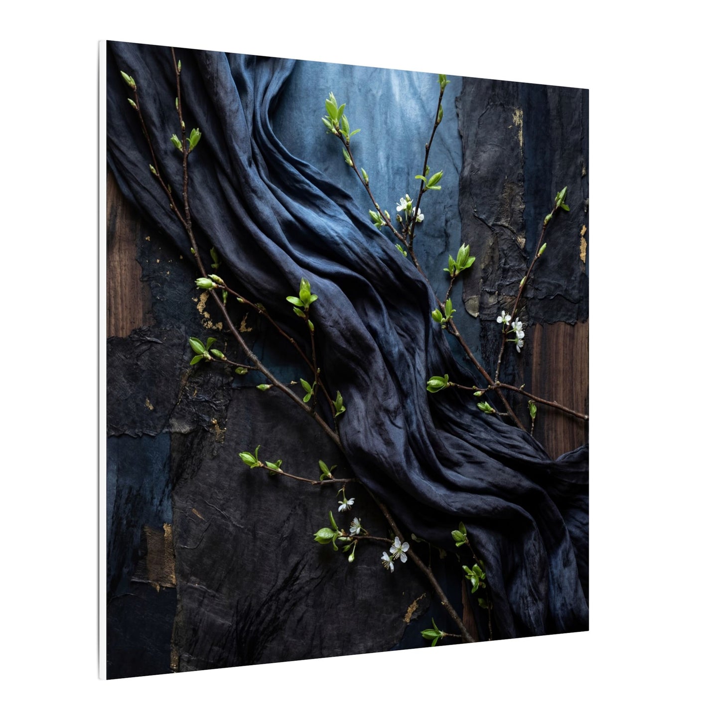 Spring Silk Drape Dark Texture Canvas Art | Atmospheric Decor