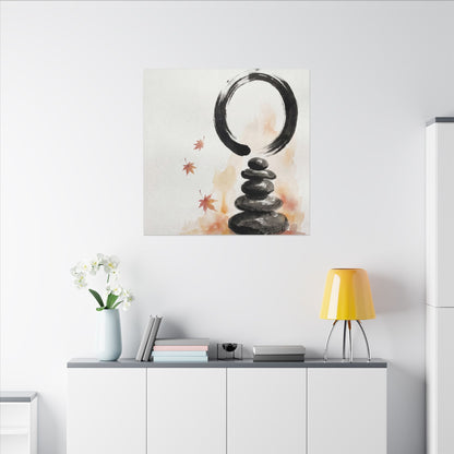 River Stones Canvas Art | Autumn Zen Enso Art