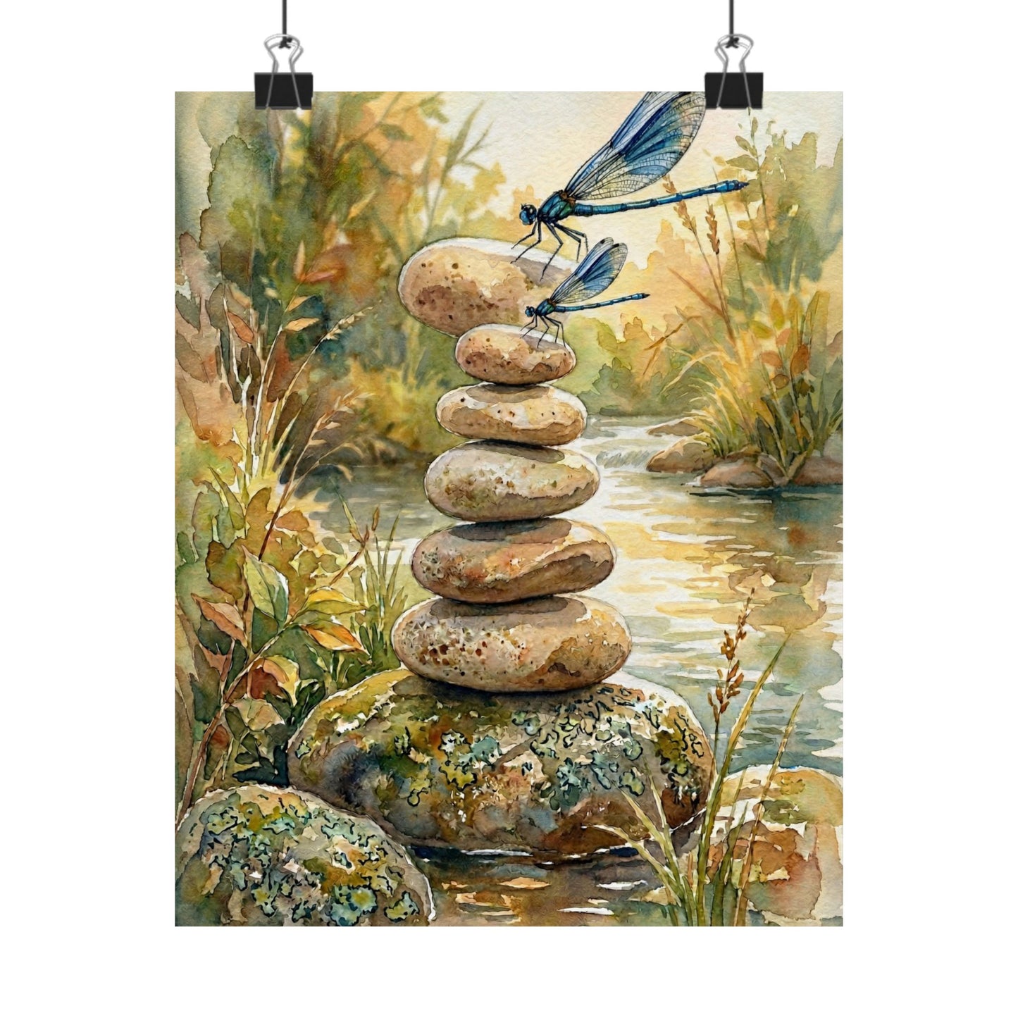 River Stones Summer Wall Art Print | Japandi Cozy Design Art Print