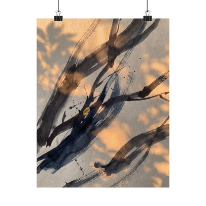 Ink Brushstroke Summer Wall Art Print | Dark Japandi Luxurious Design Art Print