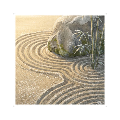 Peaceful Rock Garden Sticker - Ukiyo E Inspired Zen