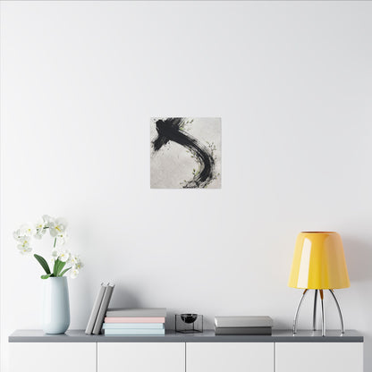 Ink Brushstroke Spring Canvas Art | Dark Japandi Sophisticated Design