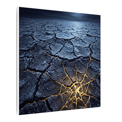 Moonlight Cracked Earth Canvas Art - Kintsugi Mono No Aware