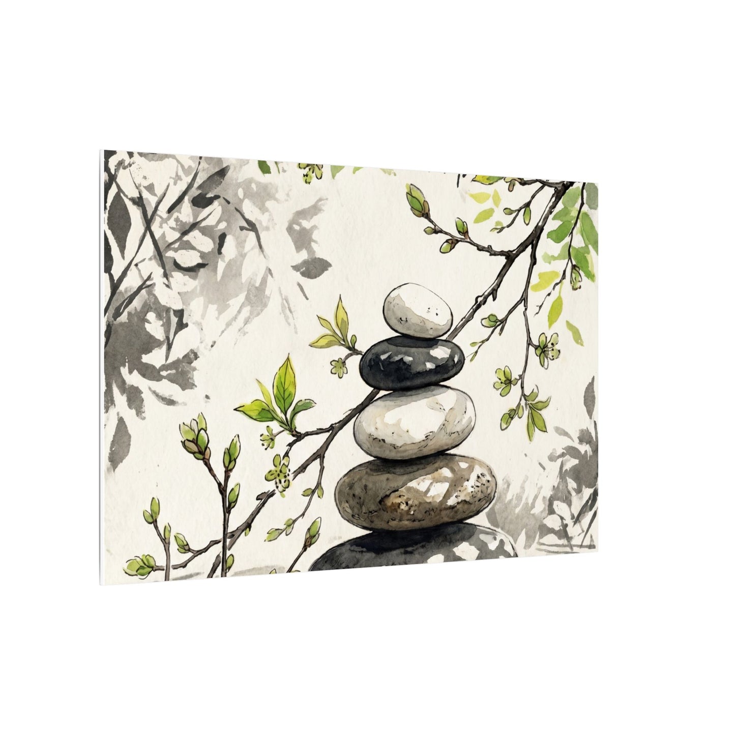 Spring River Stones Japanese Pattern Canvas Art | Elegant Decor