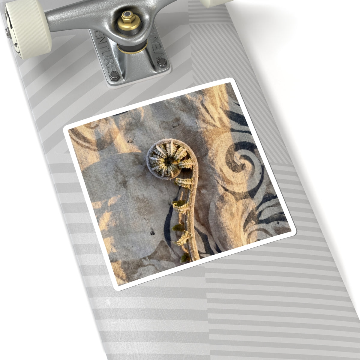 Fern Unfurling Japanese Pattern Sticker | Neutral Japandi Art
