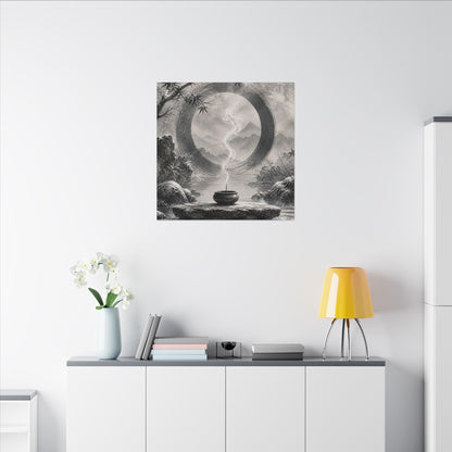 Incense Smoke Canvas Art | Winter Zen Sumi E Art