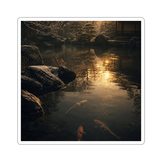 Dark Japandi Koi Pond in Golden Hour | Shadow Zen Sticker