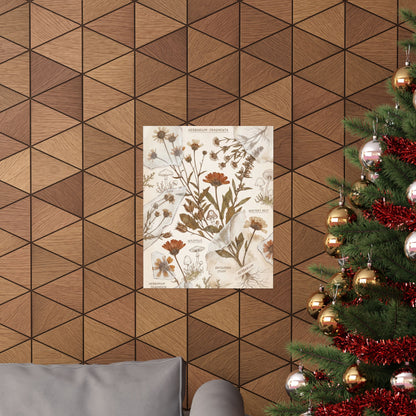 Winter Dried Flowers Herbarium Wall Art Print | Rustic Decor