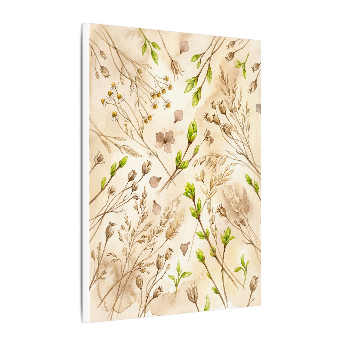Spring Dried Flowers Watercolor Canvas Art | Earthy Decor