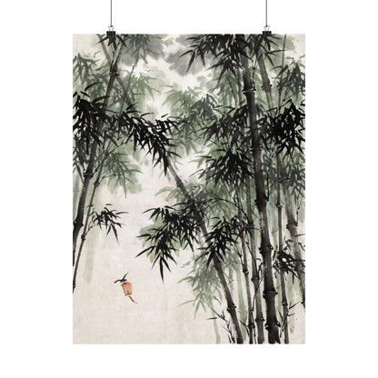 Bamboo Grove Sumi E Wall Art Print | Tranquil Zen Art Art Print