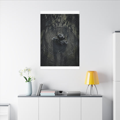 Moody Rock Garden Canvas Art - Dark Texture Dark Japandi