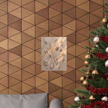 Dried Flowers Winter Wall Art Print | Japandi Earthy Design