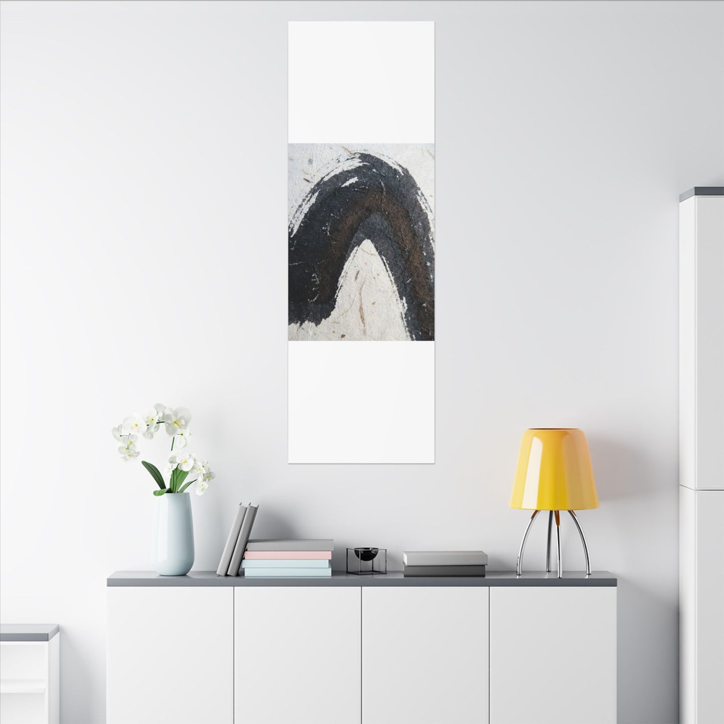 Moody Ink Brushstroke Canvas Art - Moody Minimal Dark Japandi