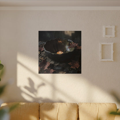 Candlelight Ceramic Bowl Canvas Art - Dark Japandi Kanso
