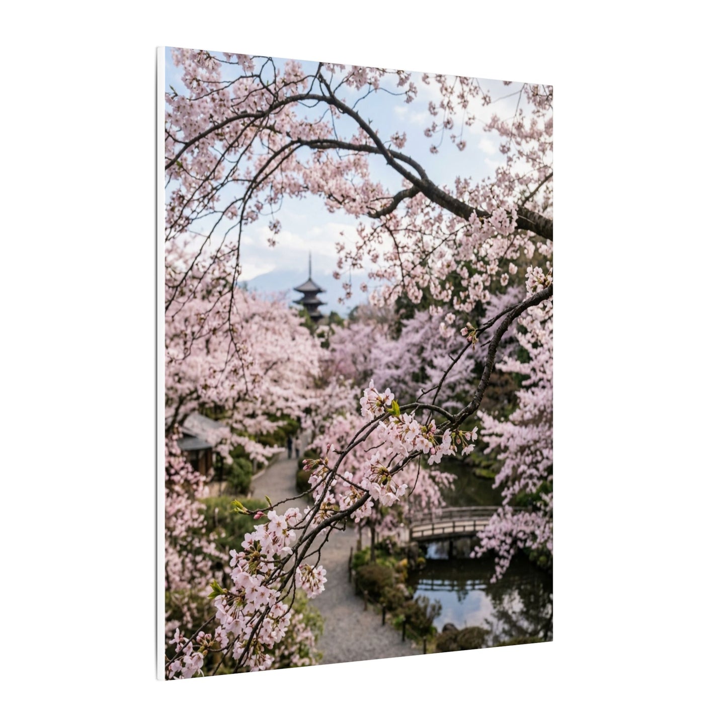 Cherry Blossom Winter Canvas Art | Dark Japandi Luxurious Design