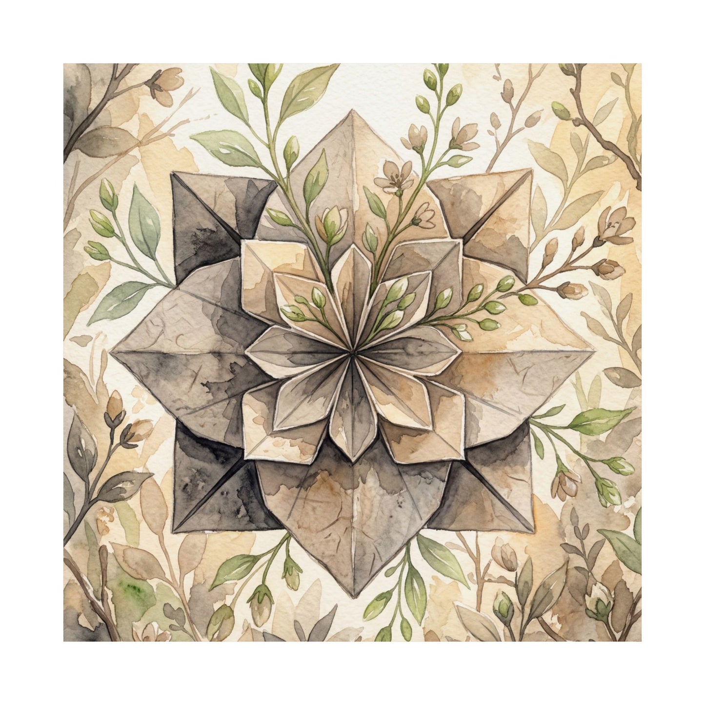 Golden Hour Paper Fold Wall Art Print - Japandi Mono No Aware