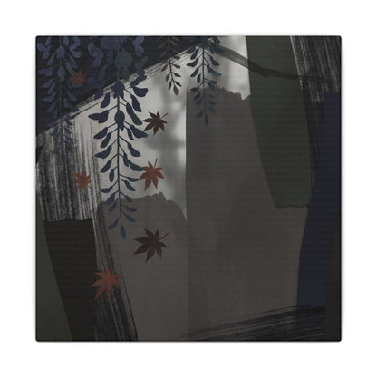 Wisteria Autumn Canvas Art | Dark Japandi Moody Design