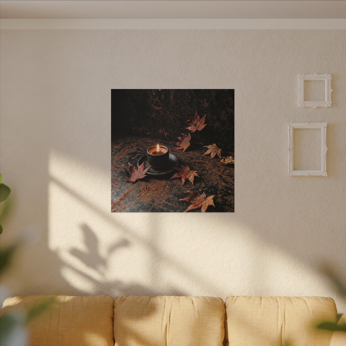 Dark Japandi Rust Patina in Candlelight | Shadow Zen Canvas Art