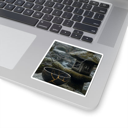Stone Lantern Winter Sticker | Kintsugi Resilient Design